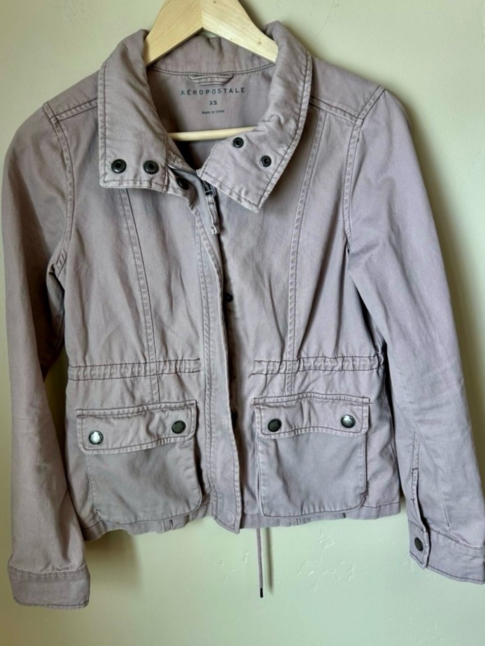 Aeropostale Women's XS Shabby Chic Utility Jacket in Grayish Purple P2P 18”